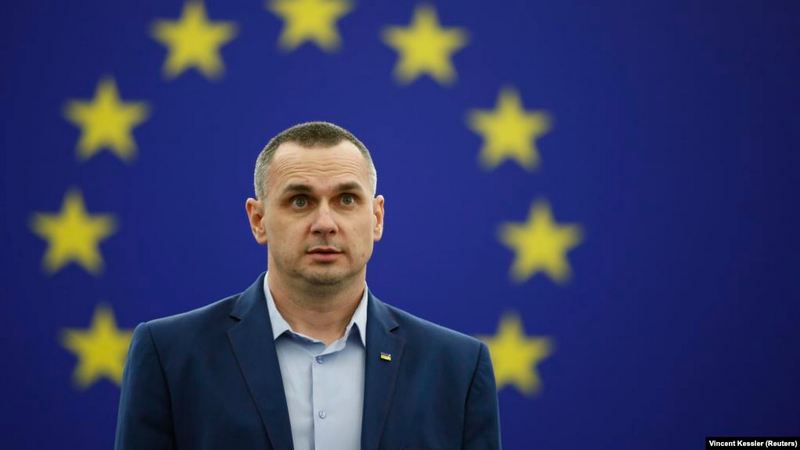 Алег Сянцоў у Страсбуры, 26 лістапада 2019 году Олег Сенцов