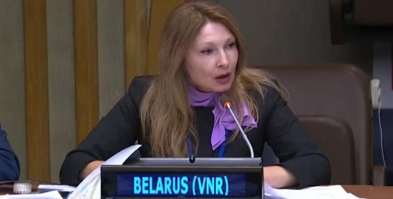 Ирина Величко представила в ООН провластное видение того, как Беларусь реализует цели устойчивого развития / Скриншот "Еврорадио" видео Офиса Тихановской