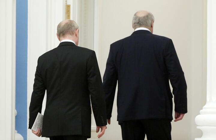 Уладзімір Пуцін і Аляксандр Лукашэнка пасля перамоваў у Маскве, верасень 2021 года. Фота: Reuters