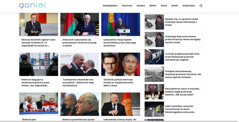 Артыкулы пра Беларусь на сайце Goniec.pl