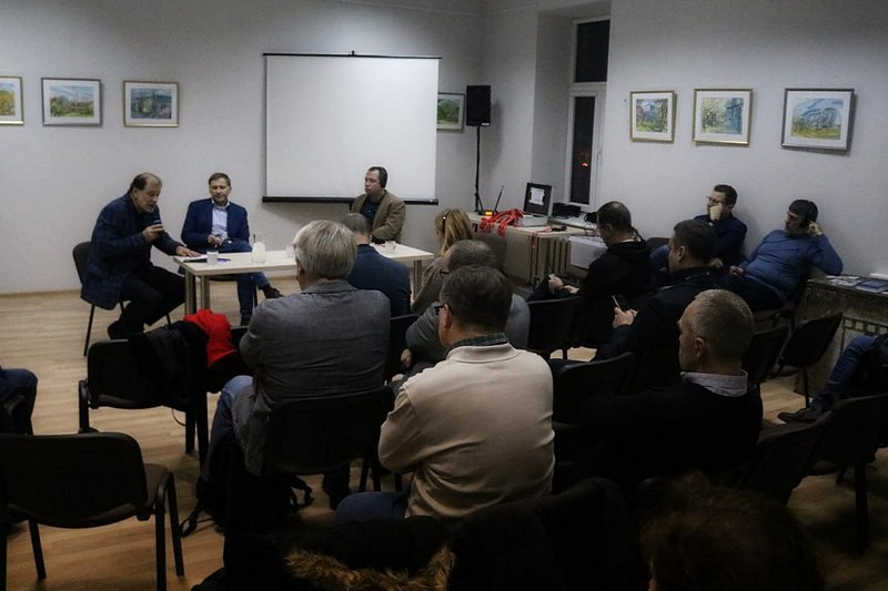 Падчас сустрэчы ў Саюзе журналістаў Літвы. Лістапад 2023 года. Фота: аўтар БАЖ