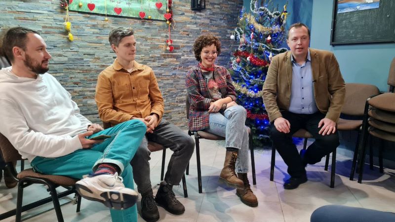 Аляксей Шота, Руслан Кулевіч, Кацярына Ваданосава і Барыс Гарэцкі падчас імпрэзы ў Беластоку. Фота: БАЖ