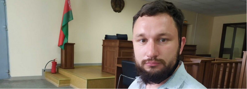 Alexey Shota, editor-in-chief of Hrodna.life, in court. Grodno, June 18, 2021 / Belapan