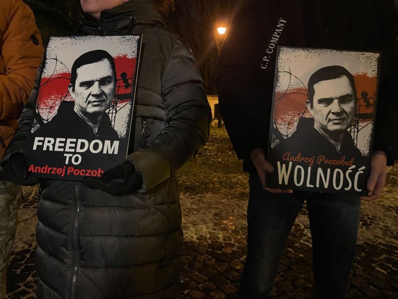 Адна з акцый салідарнасці з Анджэем Пачобутам у Беластоку. Фота: Беларускае Радыё Рацыя