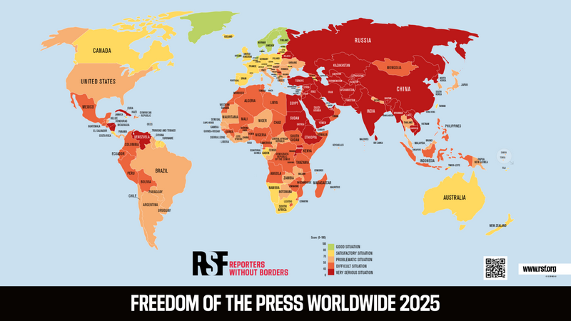 Мапа свабоды прэсы, 2025 год, “Рэпарцёры без межаў”